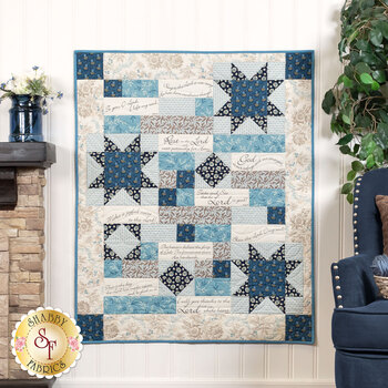 SAMPLE - Comfort of Psalms Quilt - Cocoa Blue , Image