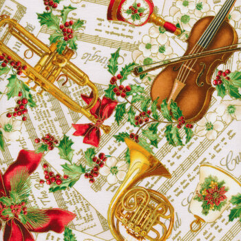 Christmas Musical 14022M-07 Christmas Serenade Cream by Kanvas Studio for Benartex, Image