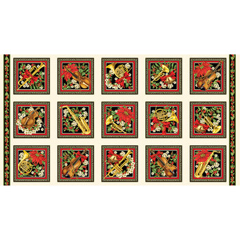 Christmas Musical 14026M-12 Panel Musical Boxes Multi by Kanvas Studio for Benartex, Image