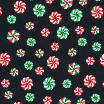 Sugar & Spice 14571-12 Peppermint Candies Black by Nicole Decamp for Benartex, Image