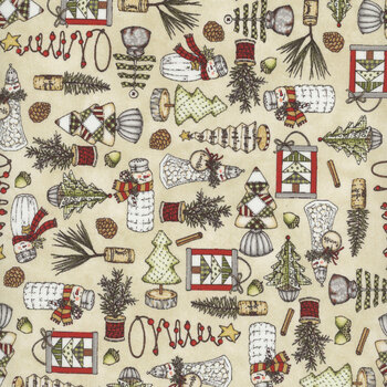 Homemade Holidays 10551-E Homemade Decorations Cream by Kris Lammers for Maywood Studio