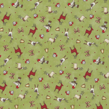 Homemade Holidays 10554-G Little Deer Green by Kris Lammers for Maywood Studio