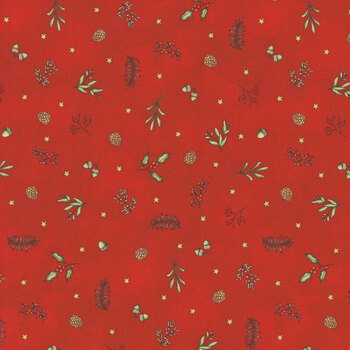 Homemade Holidays 10555-R Tiny Greens Red by Kris Lammers for Maywood Studio, Image