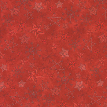 Homemade Holidays 10556-R Straw Stars Red by Kris Lammers for Maywood Studio, Image