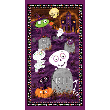 Graveyard Ghouls 7803PG-55 Panel by Victoria Hutto for Studio E Fabrics, Image