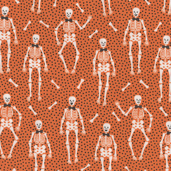 Sweet Tooth ST24315 Bones Orange by Elea Lutz for Poppie Cotton, Image