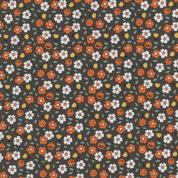 Sweet Tooth ST24322 Pumpkin Blossoms Black by Elea Lutz for Poppie Cotton, Image