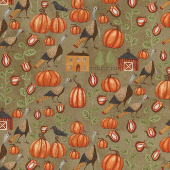 Bittersweet Farm C14851-OLIVE by Teresa Kogut for Riley Blake Designs, Image