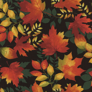 Seeds of Gratitude 7700-68 Forest Leaves by Art Loft for Studio E Fabrics, Image