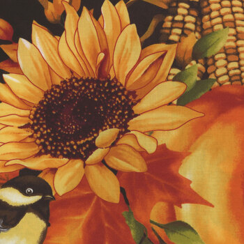 Seeds of Gratitude 7702P-99 Black Panel by Art Loft for Studio E Fabrics, Image