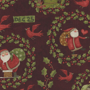 Up On The Housetop C14731-DKCRANBERRY by Teresa Kogut for Riley Blake Designs, Image