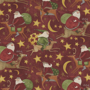 Up On The Housetop C14732-CRANBERRY by Teresa Kogut for Riley Blake Designs, Image