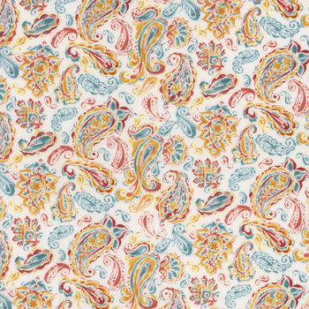 Pumpkin Please 3WI22208-WHT Picturesque Paisley by Courtney Morgenstern for 3 Wishes Fabric, Image