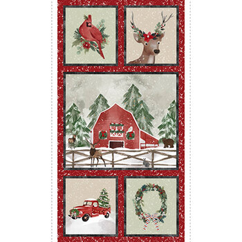 Christmas in the Country 22288 Panel by Elaine Kay for 3 Wishes Fabric, Image