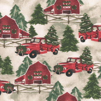 Christmas in the Country 22282 Sage Christmas Country by Elaine Kay for 3 Wishes Fabric, Image