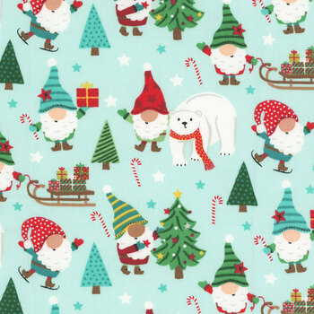 Be Merry 3WI22277-BLU Polar Friends by Lisa Perry for 3 Wishes Fabric, Image