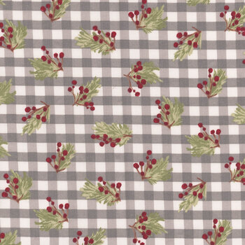 Christmas in the Country 22286 Gray Berries and Plaid by Elaine Kay for 3 Wishes Fabric, Image