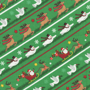 Be Merry 3WI22281-GRN Merry Stripe by Lisa Perry for 3 Wishes Fabric, Image