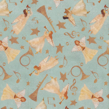 O' Holy Night 22350-BLU Blue Harmonious Angels by Beth Albert for 3 Wishes Fabric, Image