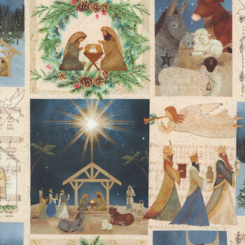 O' Holy Night 22352-MLT Multi Adore Him Patch by Beth Albert for 3 Wishes Fabric, Image