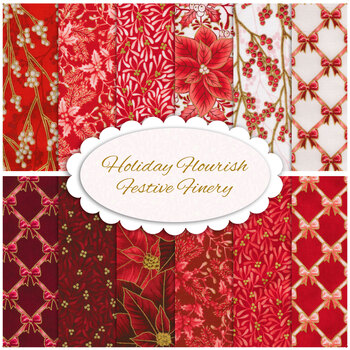 Holiday Flourish - Festive Finery  12 FQ Set in Red by Robert Kaufman Fabrics, Image