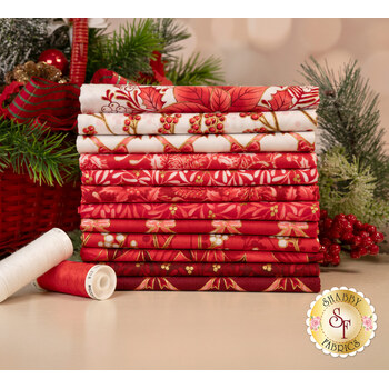 Holiday Flourish - Festive Finery  12 FQ Set in Red by Robert Kaufman Fabrics, Image