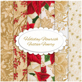 Holiday Flourish - Festive Finery  6 FQ Set in Cream by Robert Kaufman Fabrics, Image