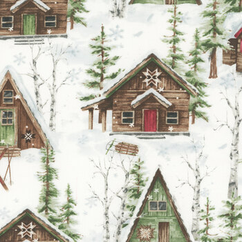 Snowflake Lodge 3WI22215-WHT by Courtney Morgenstern for 3 Wishes Fabric, Image