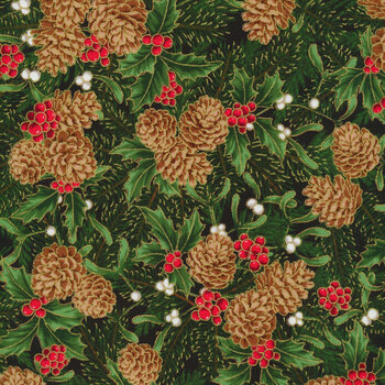 Holiday Flourish - Festive Finery 22289-44 Forest by Robert Kaufman Fabrics, Image