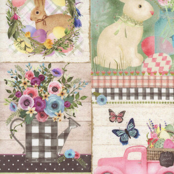 Bunny Kisses & Easter Wishes 22246 Multi-Color by Beth Albert for 3 Wishes Fabric, Image