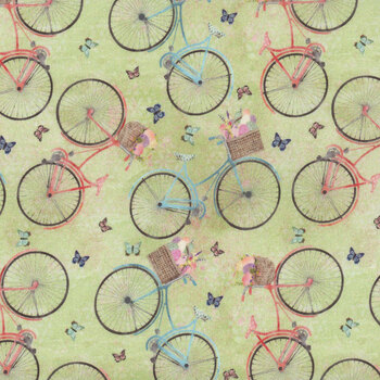 Bunny Kisses & Easter Wishes 22247 Green by Beth Albert for 3 Wishes Fabric, Image