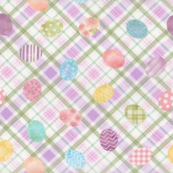 Bunny Kisses & Easter Wishes 22249 Purple by Beth Albert for 3 Wishes Fabric, Image