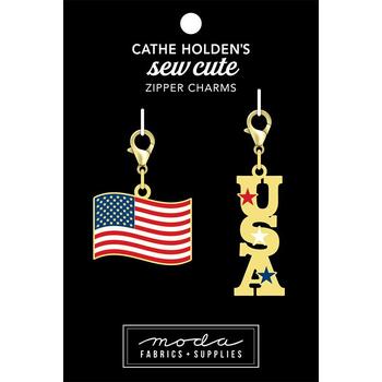 Sew Cute Flag USA Zipper Pulls, Image