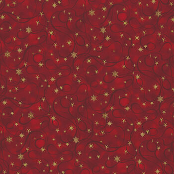 Stof Christmas - Star-Glitter 4591-004 Red/Gold Petit Stars by Stof Fabrics, Image