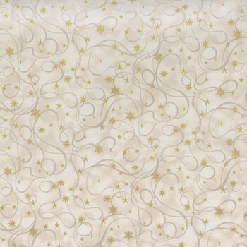 Stof Christmas - Star-Glitter 4591-006 Cream/Gold Petit Stars by Stof Fabrics