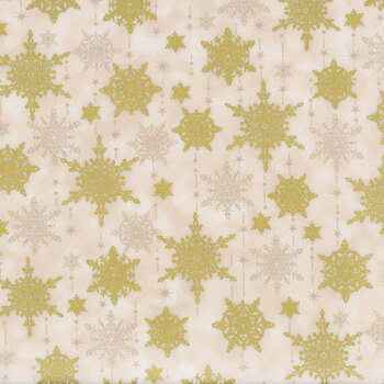 Stof Christmas - Star-Glitter 4591-009 Cream/Gold Snowflakes by Stof Fabrics, Image