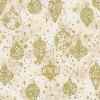 Stof Christmas - Star-Glitter 4591-012 Cream/Gold Ornaments by Stof Fabrics, Image