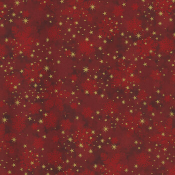 Stof Christmas - Star-Glitter 4591-013 Red/Gold Stars and Snowflakes by Stof Fabrics, Image