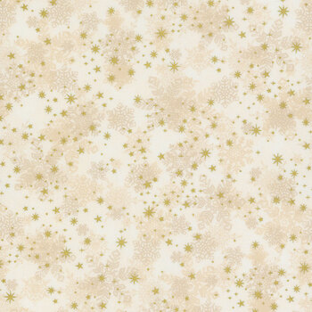 Stof Christmas - Star-Glitter 4591-015 Cream/Gold Stars and Snowflakes by Stof Fabrics, Image