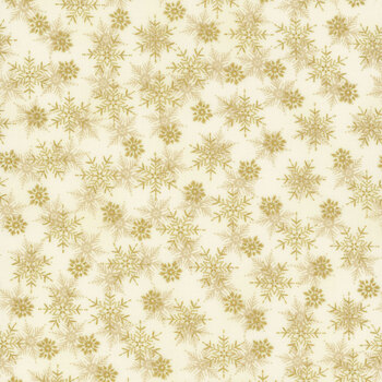 Stof Christmas - We Love Christmas 4591-131 Cream/Gold Small Snowflake by Stof Fabrics, Image