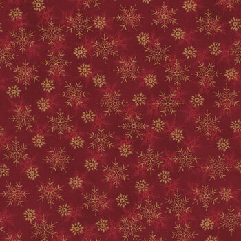 Stof Christmas - We Love Christmas 4591-409 Red/Gold Small Snowflake by Stof Fabrics, Image