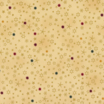 Stof Christmas - We Love Christmas 4591-210 Tan/Gold Stars by Stof Fabrics