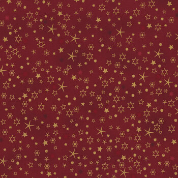 Stof Christmas - We Love Christmas 4591-408 Red/Gold Stars by Stof Fabrics, Image