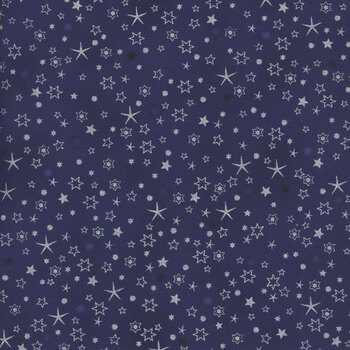 Stof Christmas - We Love Christmas 4591-605 Blue/Silver Stars by Stof Fabrics, Image