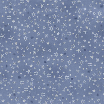 Stof Christmas - We Love Christmas 4591-613 Light Blue/Silver Stars by Stof Fabrics, Image