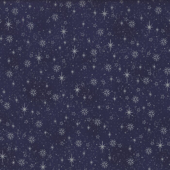 Stof Christmas - We Love Christmas 4591-606 Blue/Silver Small Stars by Stof Fabrics, Image