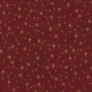 Stof Christmas - We Love Christmas 4591-410 Red/Gold Small Stars by Stof Fabrics, Image