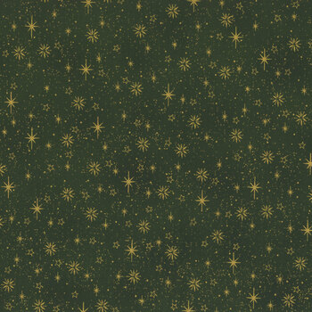 Stof Christmas - We Love Christmas 4591-807 Green/Gold Small Stars by Stof Fabrics, Image