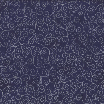 Stof Christmas - We Love Christmas 4591-607 Blue/Silver Spiral Hearts by Stof Fabrics, Image