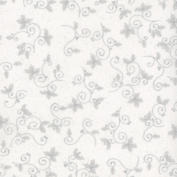 Stof Christmas - We Love Christmas 4591-105 White/Silver Holly by Stof Fabrics, Image